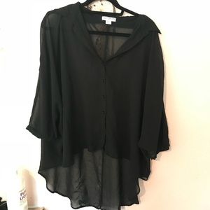 Sheer hi-low blouse